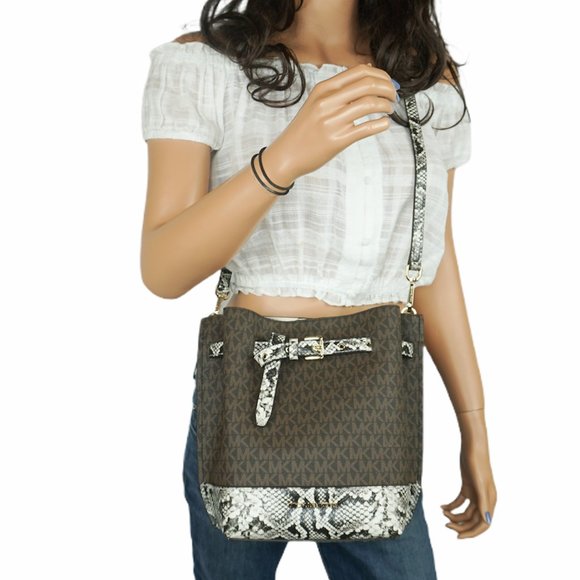 Michael Kors Emilia S Bucket Bag MK Brown Natural